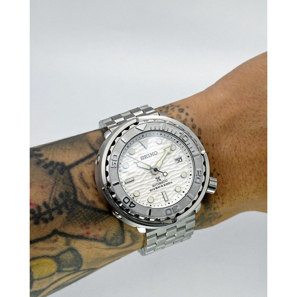 Custom Seiko Mod • White Metallic Tuna Automatic • 46mm